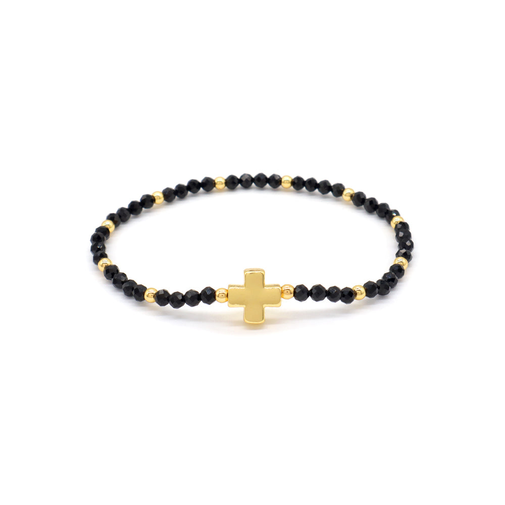 Handmade Customizable Natural Stone Bracelet With Brass Charm