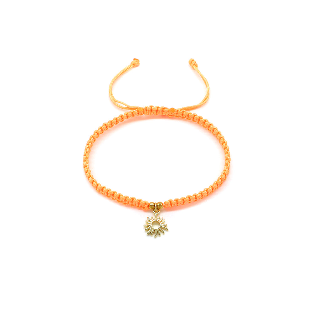 Handmade Customizable Brass Charm Bracelet With Cotton Wire