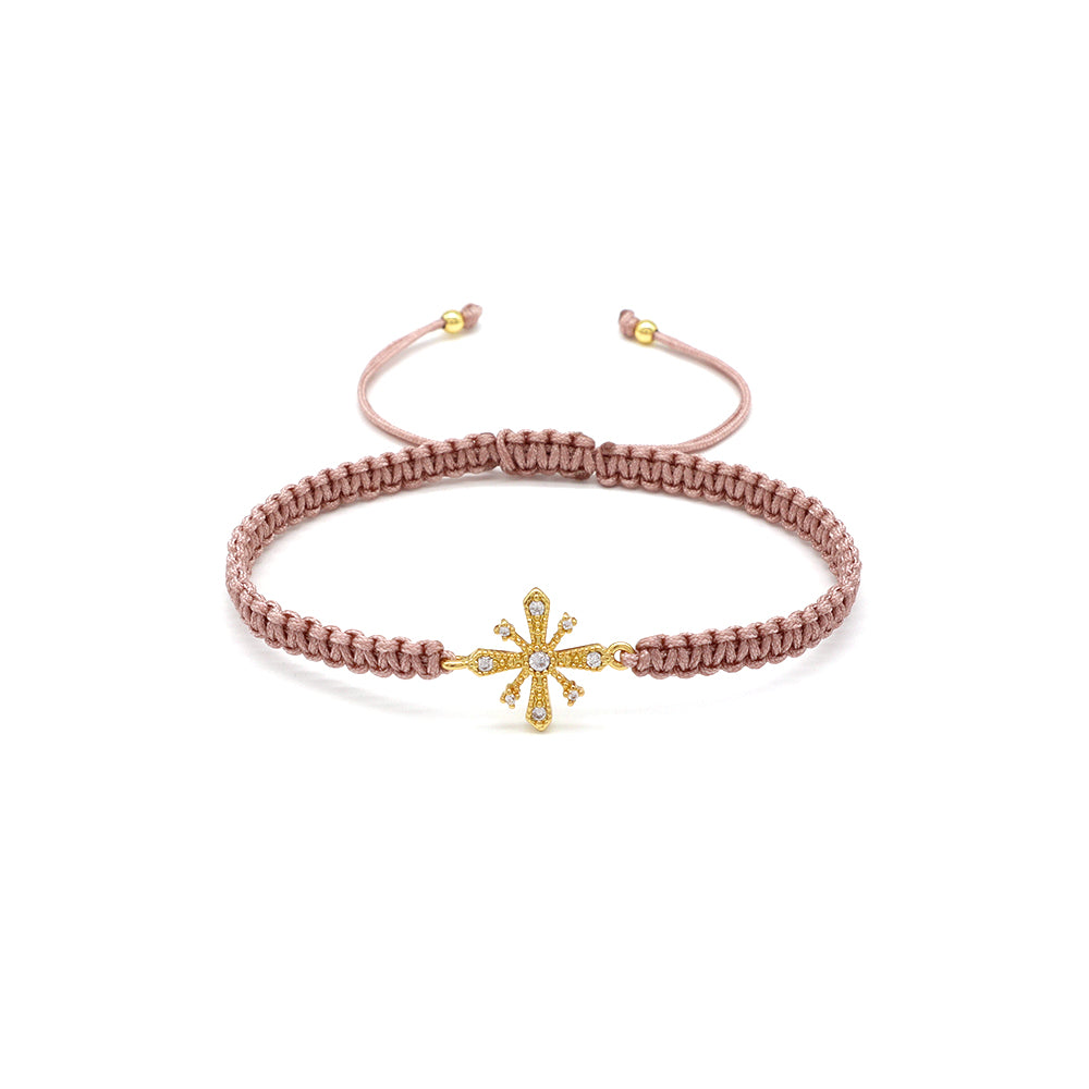 Handmade Customizable Brass Charm Bracelet With Cotton Wire