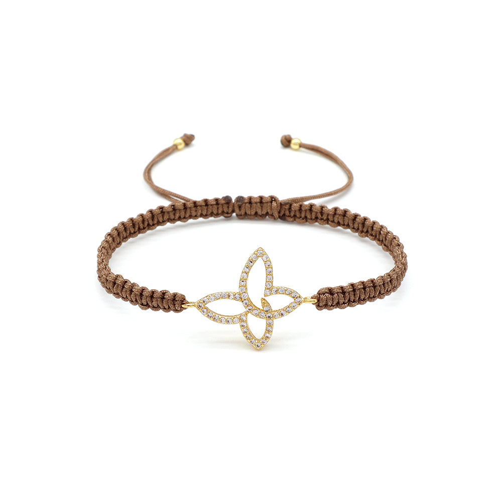 Handmade Customizable Brass Charm Bracelet With Cotton Wire