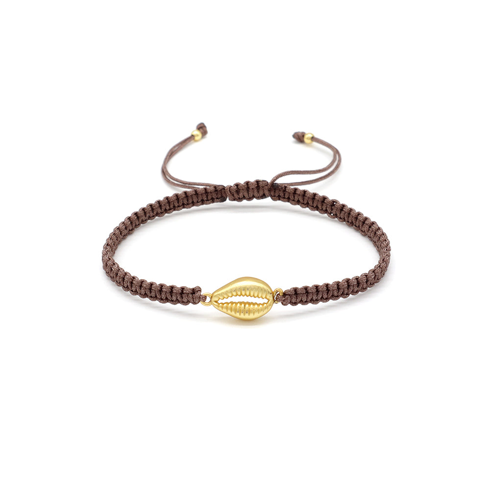 Handmade Customizable Brass Charm Bracelet With Cotton Wire