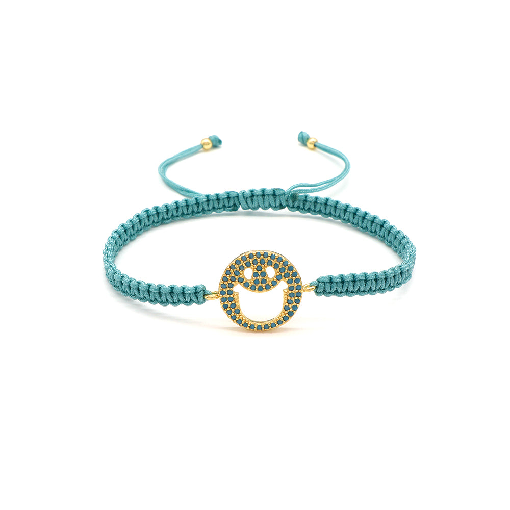 Handmade Customizable Brass Charm Bracelet With Cotton Wire