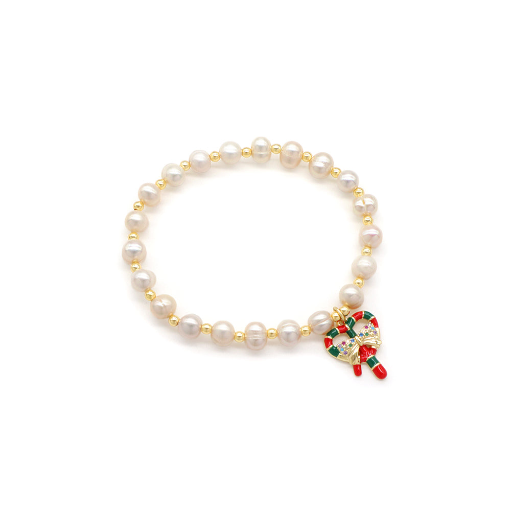 Handmade Customizable Fresh Water Pearl Bracelet With Enamel Charm
