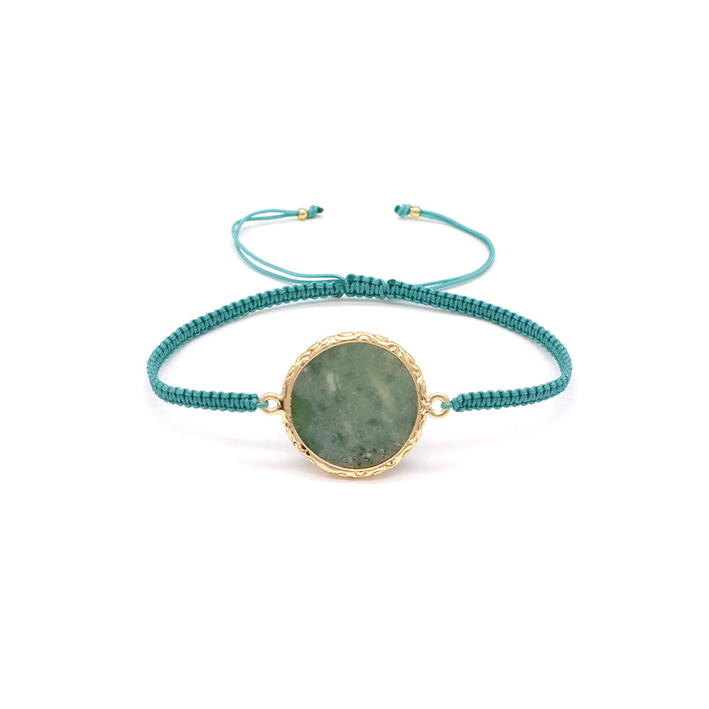Handmade Customizable Natural Stone Charm Bracelet With Cotton Wire