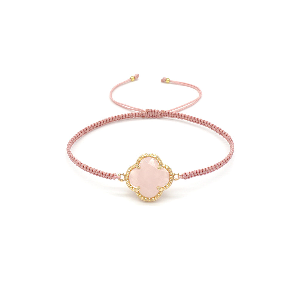 Handmade Customizable Natural Stone Charm Bracelet With Cotton Wire