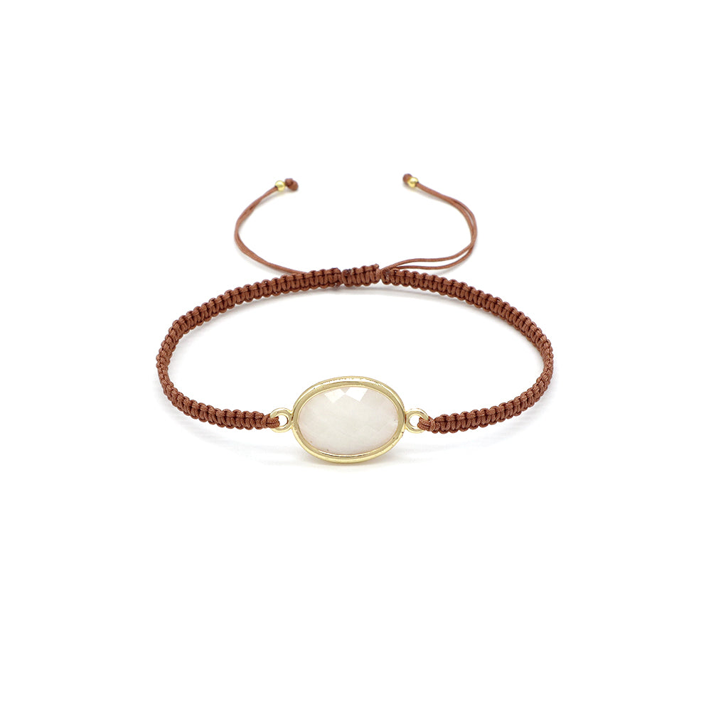 Handmade Customizable Natural Stone Charm Bracelet With Cotton Wire