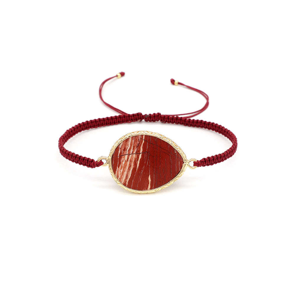 Handmade Customizable Natural Stone Charm Bracelet With Cotton Wire