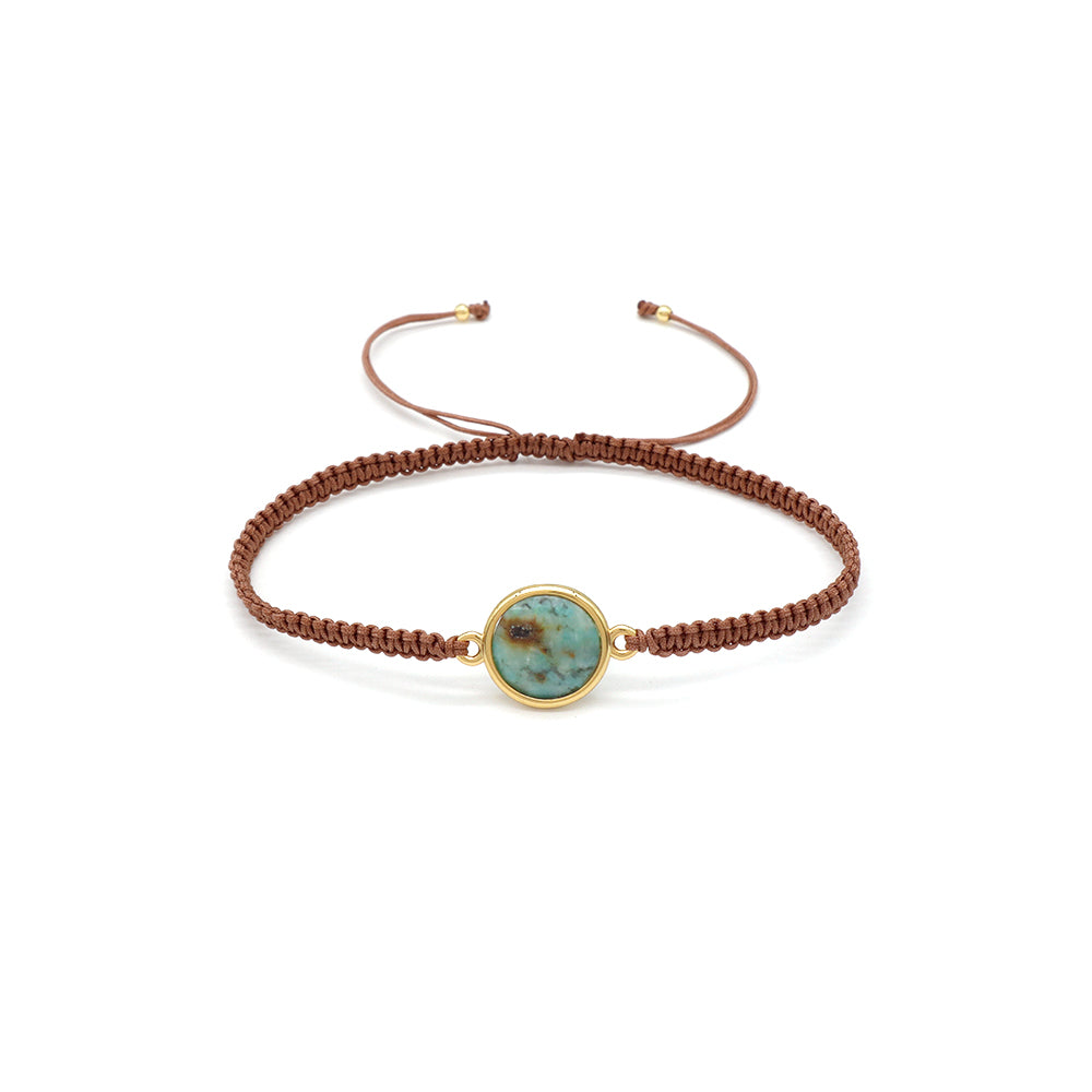 Handmade Customizable Natural Stone Charm Bracelet With Cotton Wire