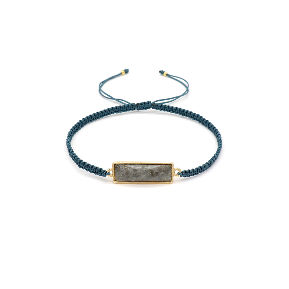 Handmade Customizable Natural Stone Charm Bracelet With Cotton Wire