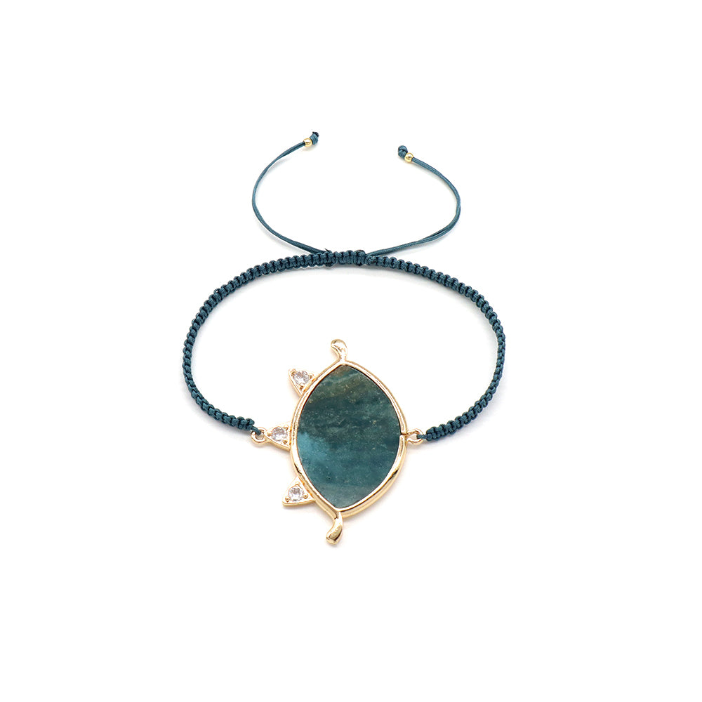 Handmade Customizable Natural Stone Charm Bracelet With Cotton Wire