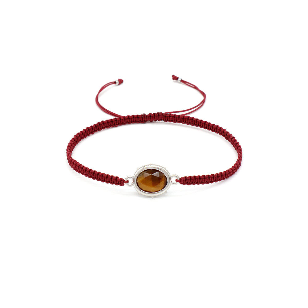 Handmade Customizable Natural Stone Charm Bracelet With Cotton Wire