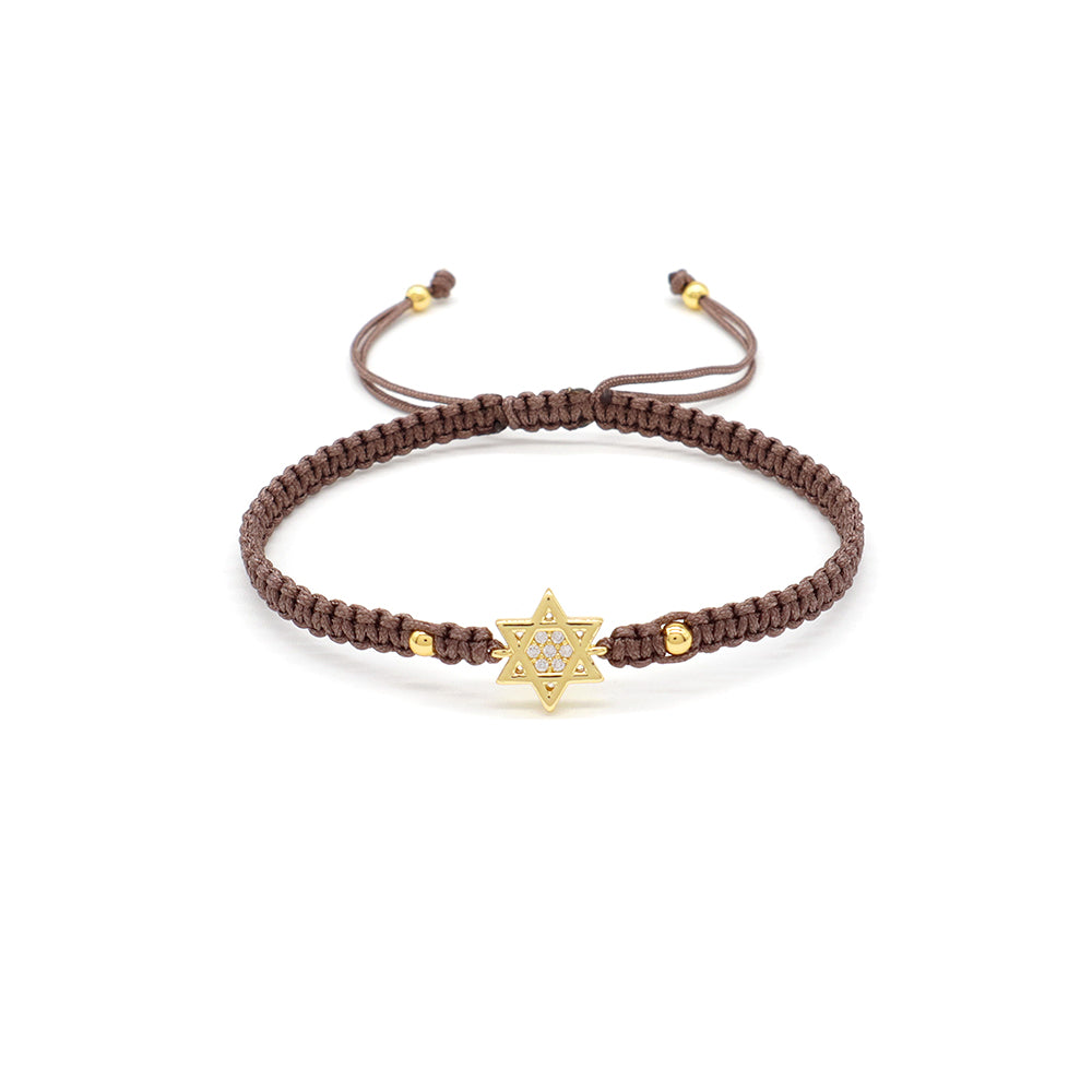 Handmade Customizable Brass Charm Bracelet With Cotton Wire