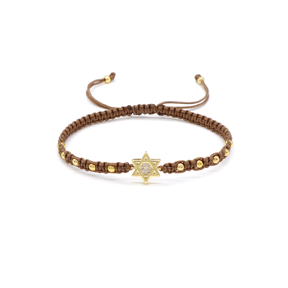 Handmade Customizable Brass Charm Bracelet With Cotton Wire
