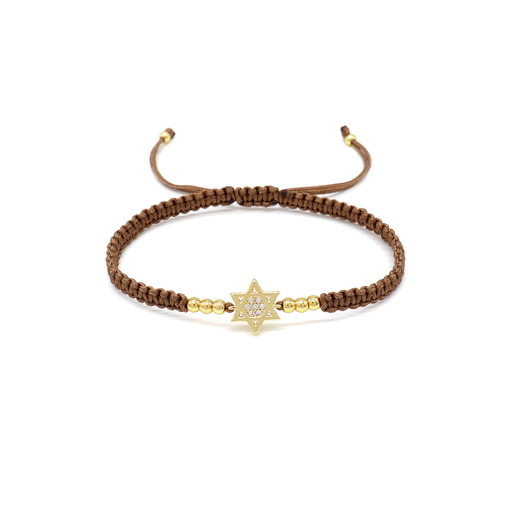 Handmade Customizable Brass Charm Bracelet With Cotton Wire