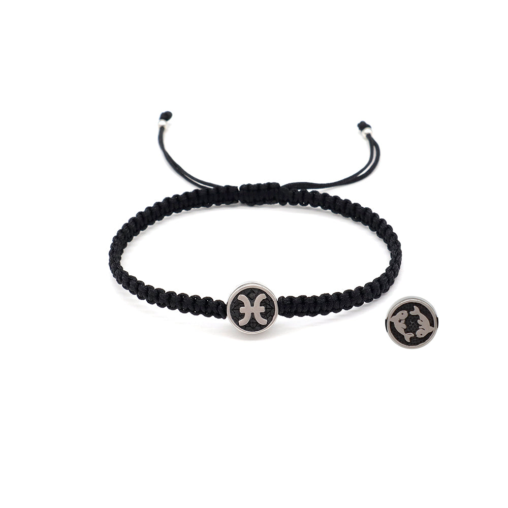 Handmade Customizable Stainless Steel Charm Bracelet With Cotton Wire