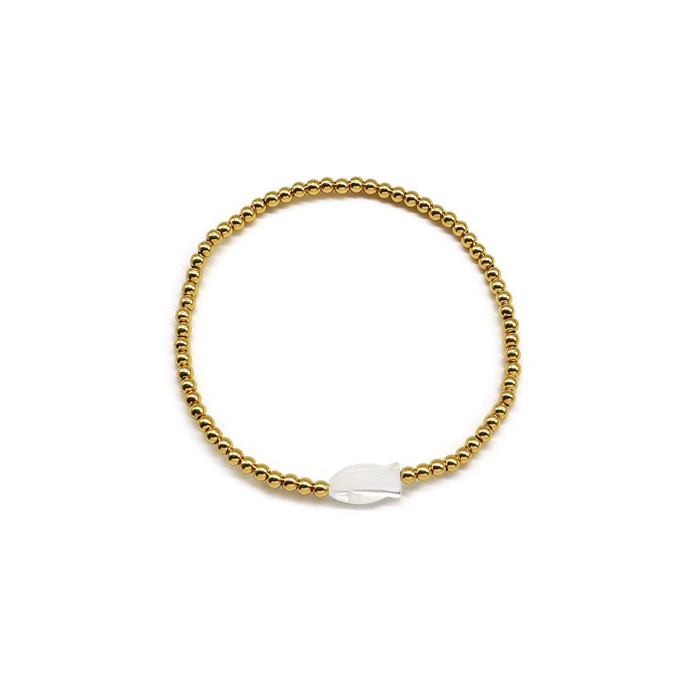 Handmade Customizable Brass Bracelet With Shell Charm