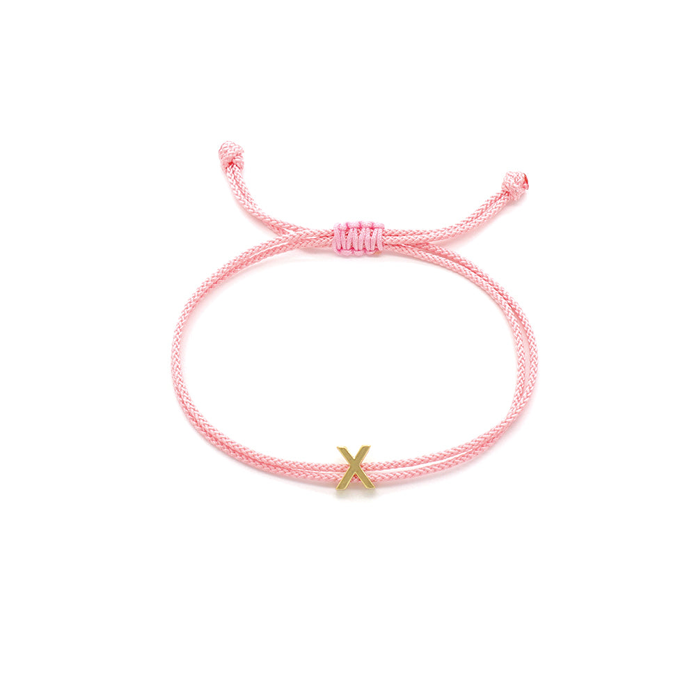 Handmade Customizable Brass Charm Bracelet With Cotton Wire