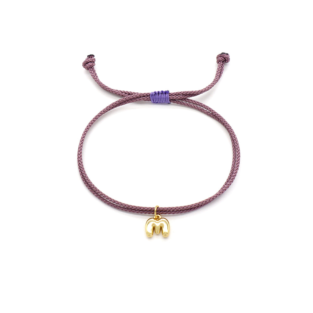 Handmade Customizable Brass Pendant Bracelet With Cotton Wire