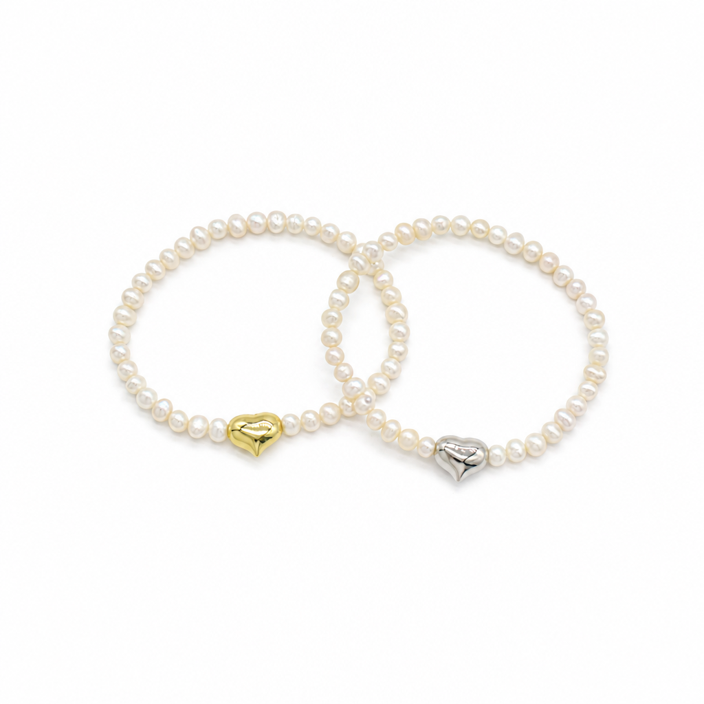 Handmade Customizable Fresh Water Pearl Bracelet With Brass Charm