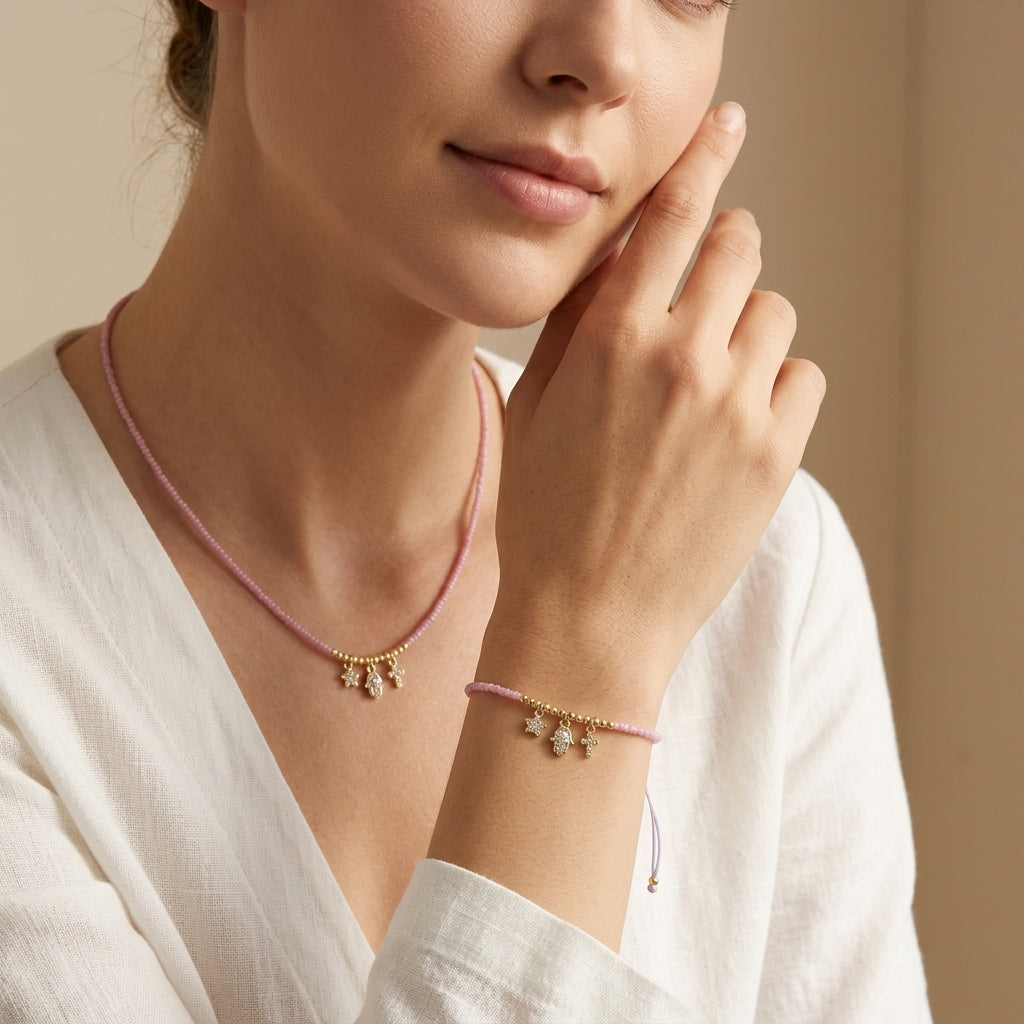 Handmade Customizable Miyuki Beads Necklace With Brass Pendant
