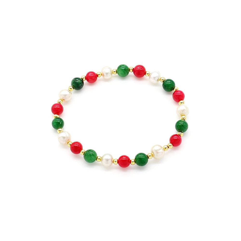 Handmade Customizable Natural Stone Beads Bracelet With Fresh Water Pearl