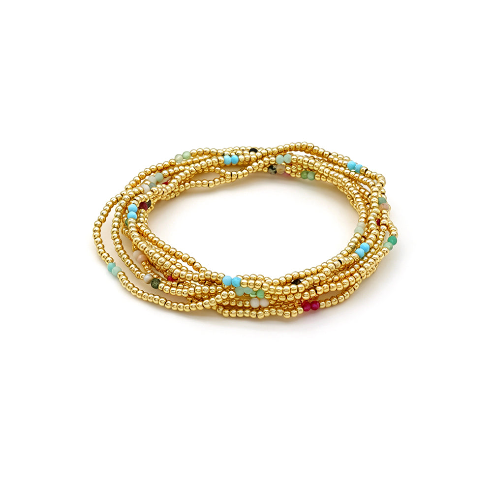 2mm Turquoise Orange Aventurine Red Corundum Tourmaline Stone Beads Elastic Bracelet