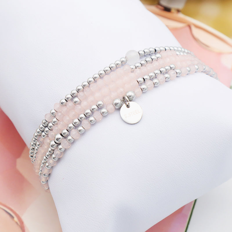 Wholesale Trendy Woman Custom Jewelry Set Handmade Pink Glass Crystal Bracelets Charms Beads Bracelets Set