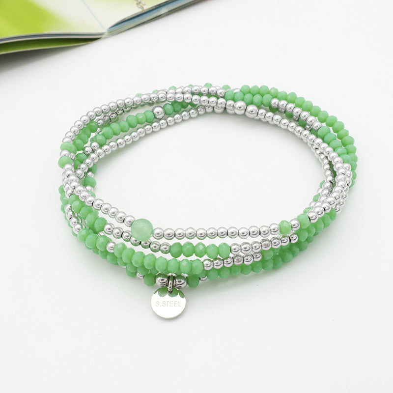 Jewelry Set Custom Wholesale Trendy Woman Handmade Green Glass Crystal Bracelet Bangle Charms Beads Bracelets Set