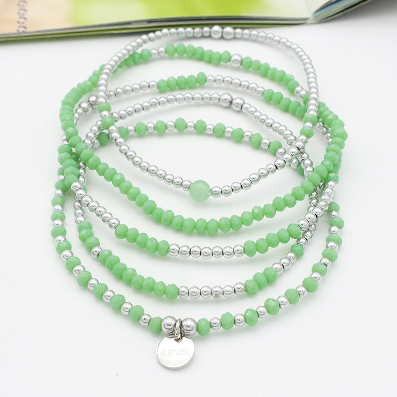 Jewelry Set Custom Wholesale Trendy Woman Handmade Green Glass Crystal Bracelet Bangle Charms Beads Bracelets Set