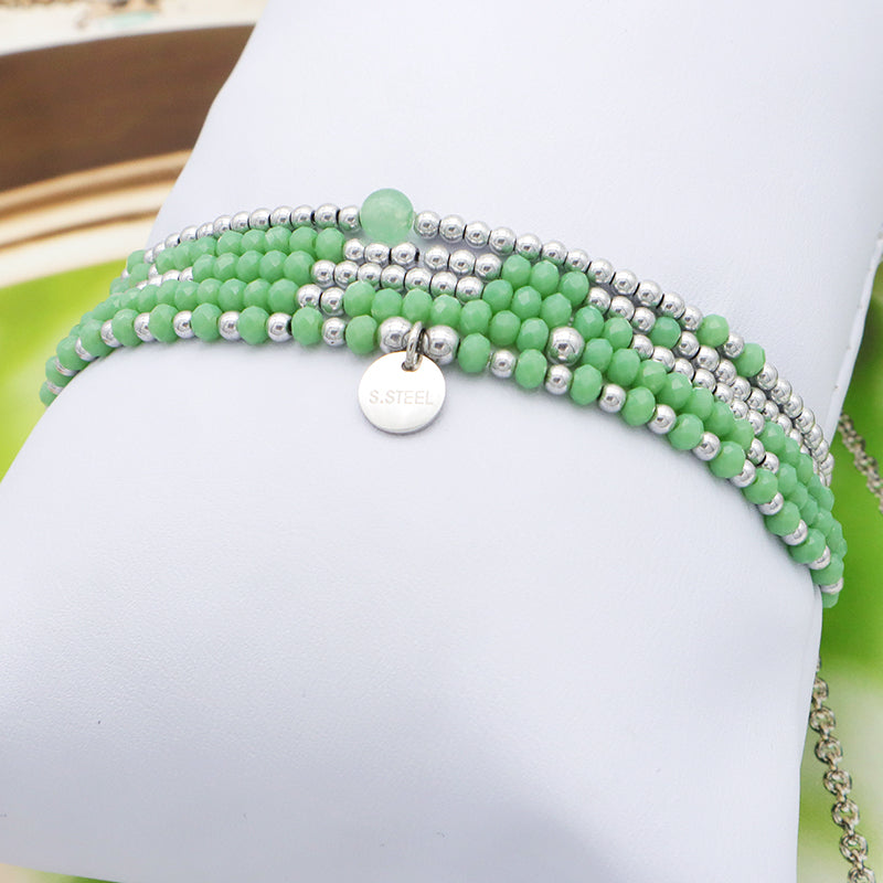 Jewelry Set Custom Wholesale Trendy Woman Handmade Green Glass Crystal Bracelet Bangle Charms Beads Bracelets Set