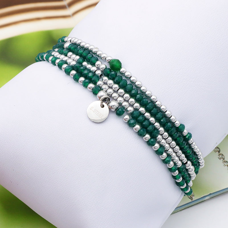 Fashion Handmade Beaded Bracelets Wholesale Woman Custom Jewelry Set Green Glass Crystal Charm Bracelet