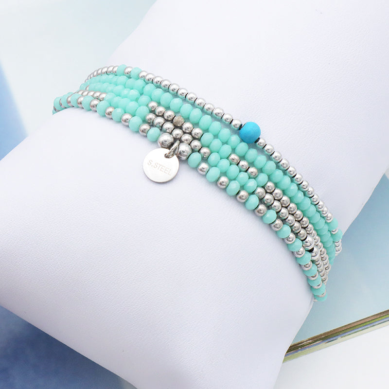 Handmade Wholesale Trendy Woman Girl Kid Baby Jewelry Custom Blue Beaded Bracelets Glass Crystal Charms Bracelets