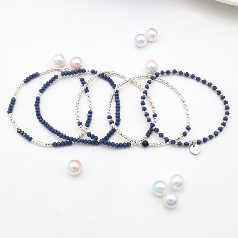 Good Quality Fashion Handmade Bracelet Femme Blue Glass Crystal Custom Charms Beaded Bracelets Jewelry