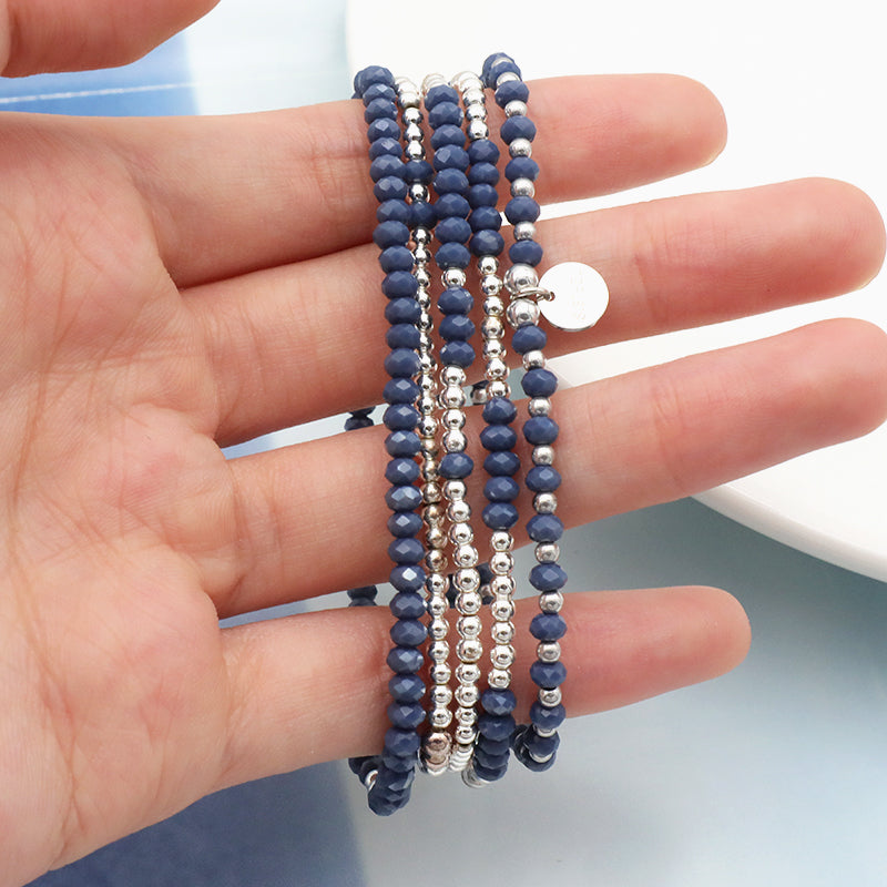 Good Quality Fashion Handmade Bracelet Femme Blue Glass Crystal Custom Charms Beaded Bracelets Jewelry