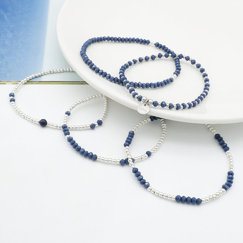 Good Quality Fashion Handmade Bracelet Femme Blue Glass Crystal Custom Charms Beaded Bracelets Jewelry