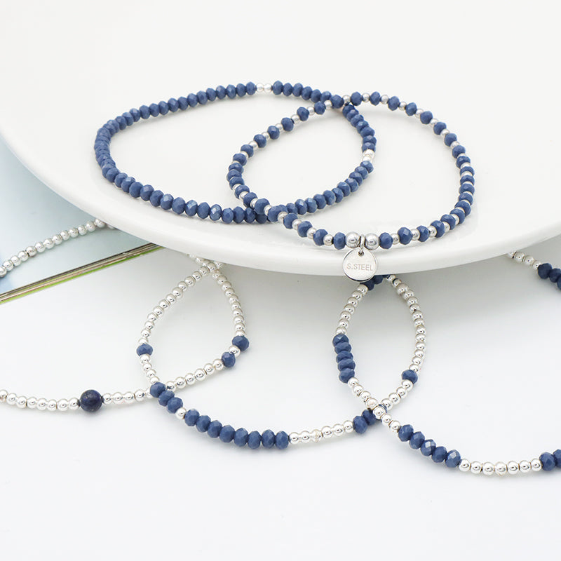 Good Quality Fashion Handmade Bracelet Femme Blue Glass Crystal Custom Charms Beaded Bracelets Jewelry