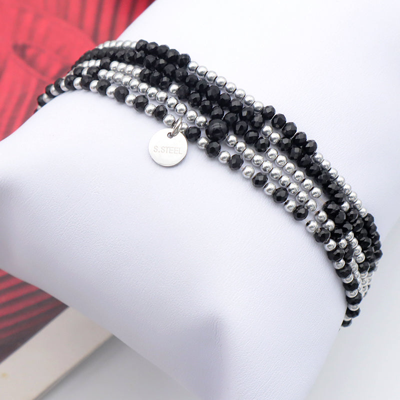 Summer Girls Wholesale Trendy Black Glass Crystal Custom Bracelets Jewelry Set Handmade Beads Charms Bracelets