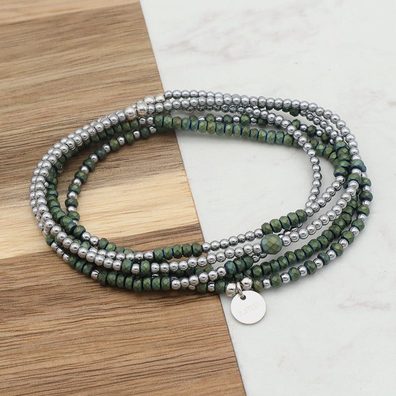 Hot Selling Wholesale Fashion Custom Green Beads Jewelry Handmade Natural Stone Charms Men Bracelets Bangles Set