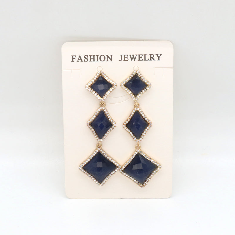 Various Colorful Custom Purple Brown Pink Blue Earrings Stud Jewelry Women Gold Plated Healing Natural Stone Dangle Drop Earring