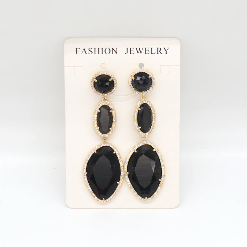 Colorful Customized Wholesale Women Gift Stone Earrings Stud Jewelry Gold Plated Healing Natural Stone Dangle Drop Earring