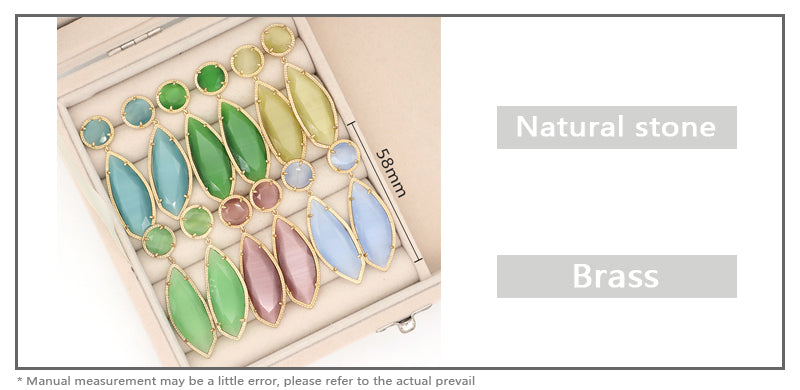 Customized Wholesale Colorful Green Blue Earrings Stud Jewelry Women Gift Gold Plated Dangle Drop Healing Natural Stone Earring