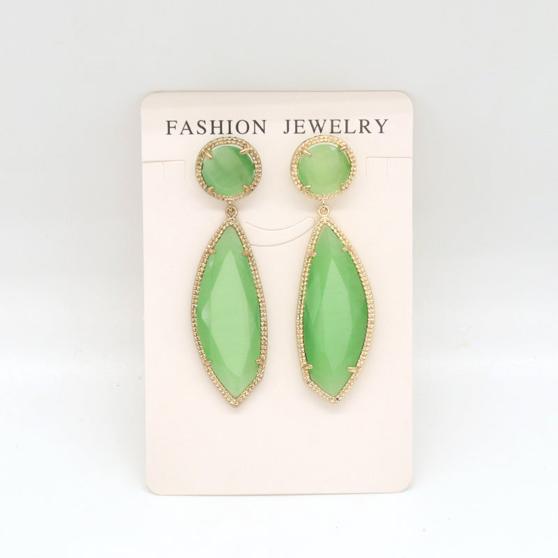 Customized Wholesale Colorful Green Blue Earrings Stud Jewelry Women Gift Gold Plated Dangle Drop Healing Natural Stone Earring