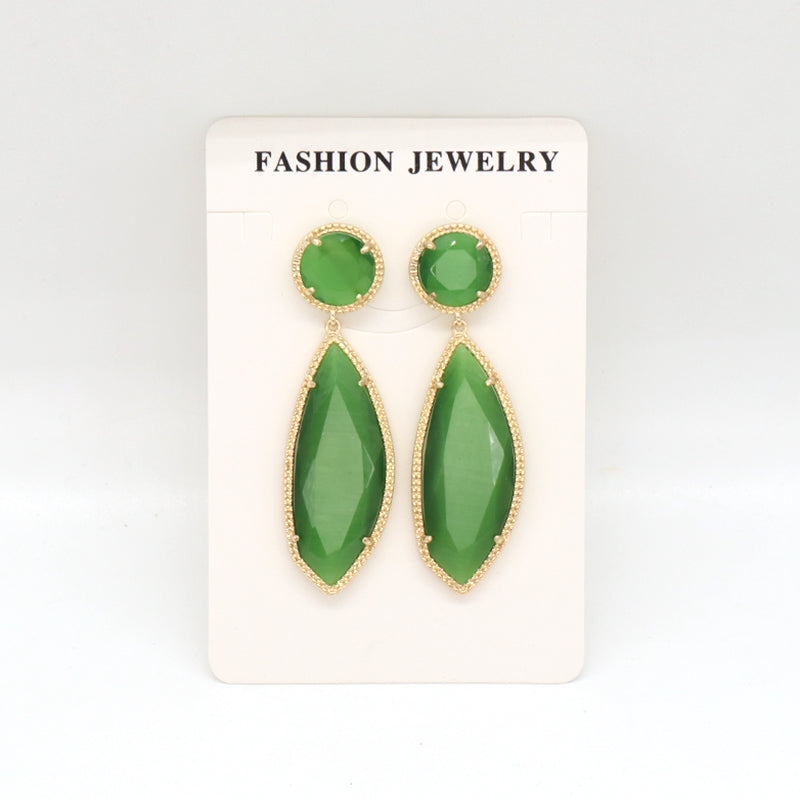 Customized Wholesale Colorful Green Blue Earrings Stud Jewelry Women Gift Gold Plated Dangle Drop Healing Natural Stone Earring