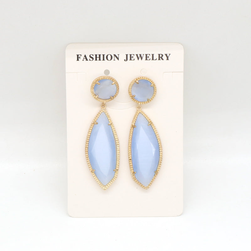 Customized Wholesale Colorful Green Blue Earrings Stud Jewelry Women Gift Gold Plated Dangle Drop Healing Natural Stone Earring