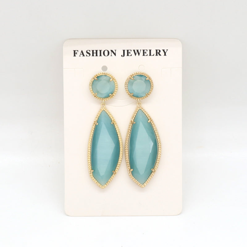 Customized Wholesale Colorful Green Blue Earrings Stud Jewelry Women Gift Gold Plated Dangle Drop Healing Natural Stone Earring