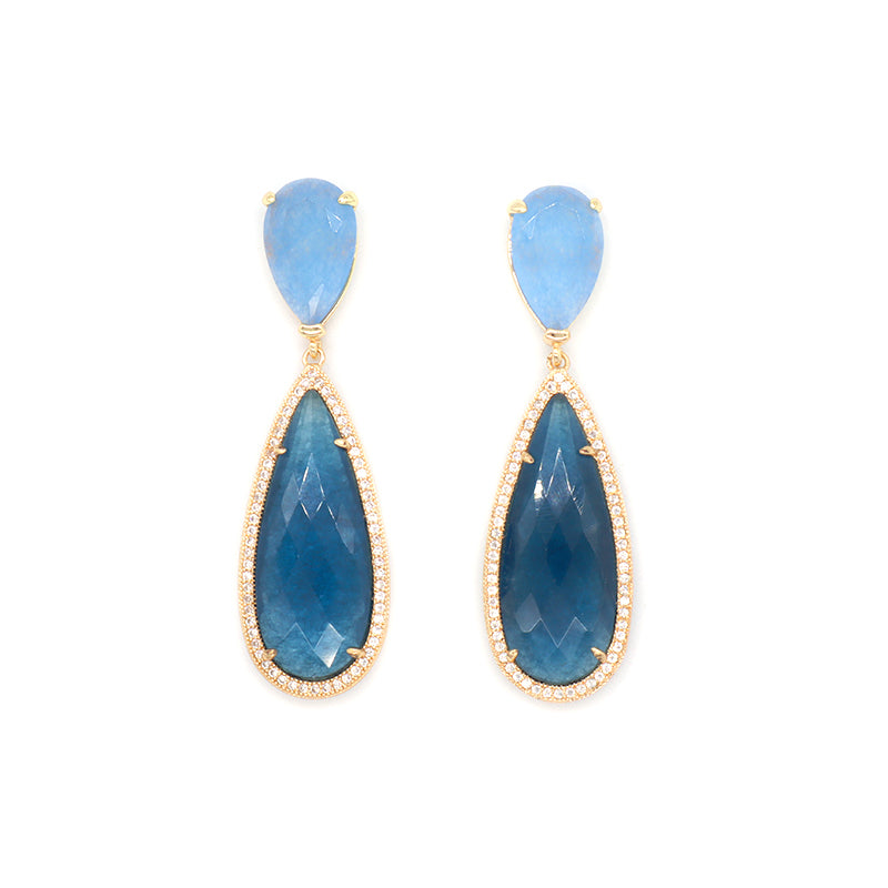New Bulk Sale Custom Various Color Drop Earrings Stud Jewelry Gold Plated Natural Stone Dangle Stud Earrings For Women Gift