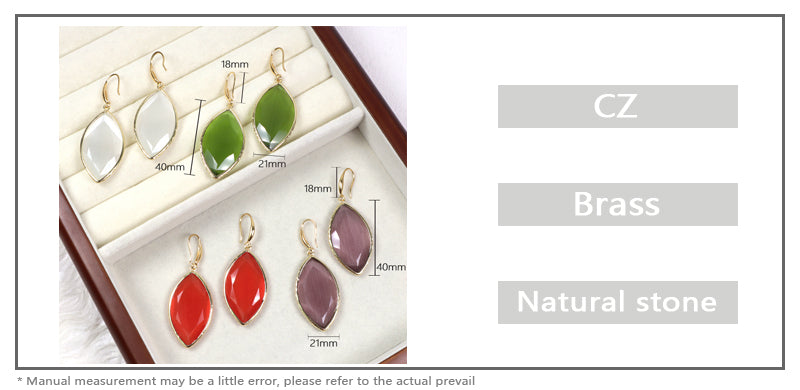 New Arrival Wholesale Custom China Factory Gooseneck Dangle Earrings Women Gift Jewelry Gold Plated Natural Stone Drop Earrings