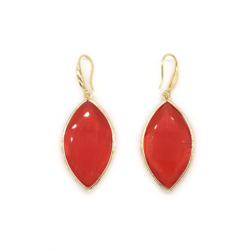 New Arrival Wholesale Custom China Factory Gooseneck Dangle Earrings Women Gift Jewelry Gold Plated Natural Stone Drop Earrings