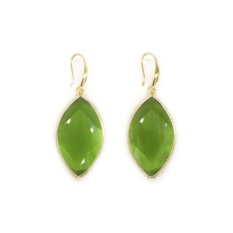 New Arrival Wholesale Custom China Factory Gooseneck Dangle Earrings Women Gift Jewelry Gold Plated Natural Stone Drop Earrings