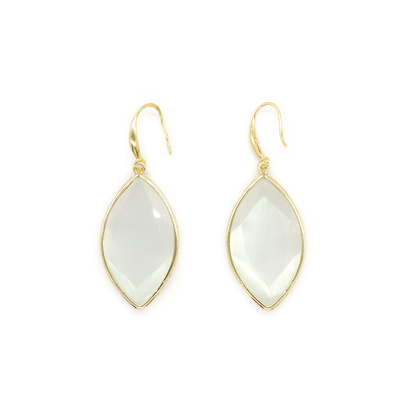 New Arrival Wholesale Custom China Factory Gooseneck Dangle Earrings Women Gift Jewelry Gold Plated Natural Stone Drop Earrings